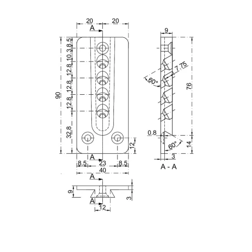 Łącznik konstrukcyjny HVP 40x90x12 mm rys 2