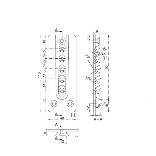 Łącznik konstrukcyjny HVP 40x110x12 mm rys 2
