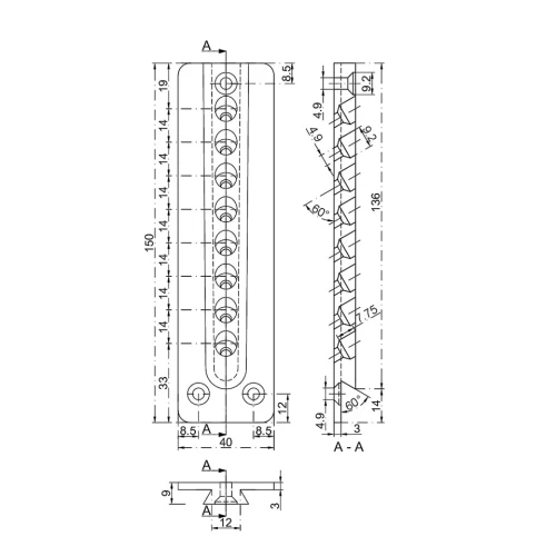 Łącznik konstrukcyjny HVP 40x150x12 mm rys 2