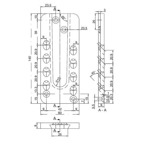 Łącznik konstrukcyjny HVP 60x140x12 mm rys 1