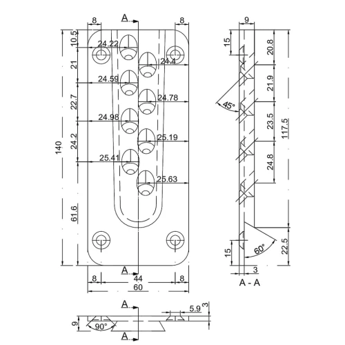Łącznik konstrukcyjny HVP 60x140x12 mm rys 2