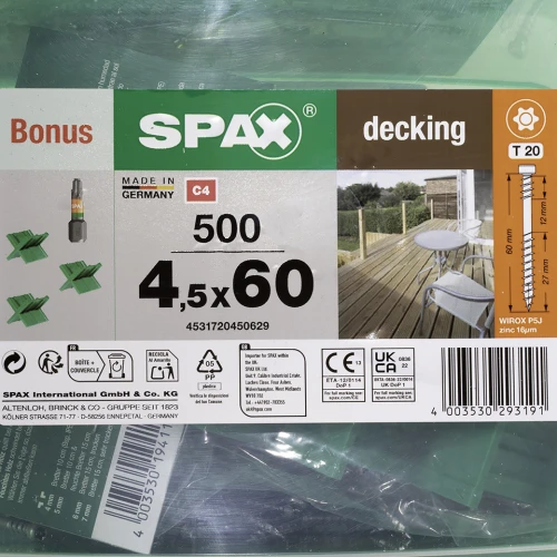 Spax wkręt tarasowy 4,5x60 - 500 szt.
