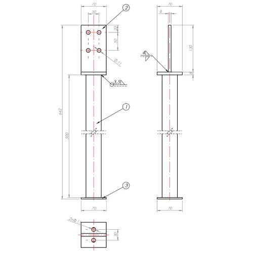 Kotwa w beton PSW 70 R500 wymiary